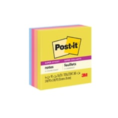 Post-it(R) Super Sticky Notes 654-4SSJOY-BX, 3 in x 3 in (76 mm x 76 mm), Summer Joy