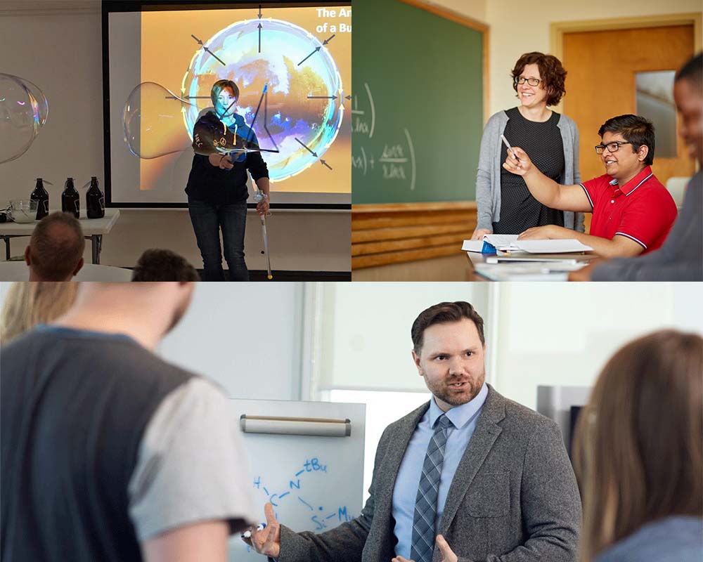 Un collage de photos mettant en vedette trois éducateurs canadiens en action dans leurs communautés et leurs salles de classe.  