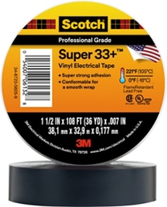 3M Super 33+ Vinyl Electrical Tape Wafer - 1.5in x 108ft