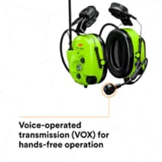 3M™ PELTOR™ WS™ LiteCom Pro III Headset MT73H7P3E4D10NA GB- Bright Yellow Hard Hat Attached