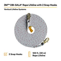 3M™ DBI-SALA® Rope Lifeline with Snap Hook Both Ends 1202842 in Polyester and Polypropylene Blend