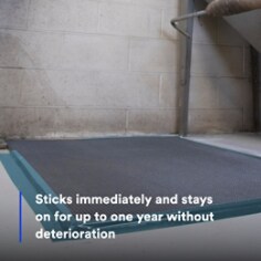 Sticks immediately and stays on for up to one year without deterioration