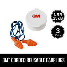 3M Corded Reusable Earplugs