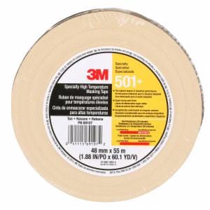 3M™ Specialty High Temperature Masking Tape 501+, Tan, 48 mm x 55 m, 24/Case, Individually Wrapped Conveniently Packaged image 3M™ Specialty High Temperature Masking Tape 501+, Tan, 48 mm x 55 m, 24/Case, Individually Wrapped Conveniently Packagedimage
