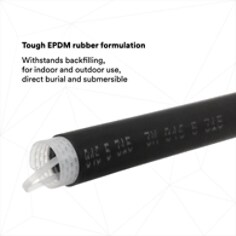 TOUGH EPDM RUBBER FORMULATION:  Withstands backfilling, for indoor and outdoor use, direct burial and submersible