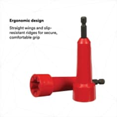 ERGONOMIC DESIGN: Straight wings and slip-resistant ridges for secure, comfortable grip