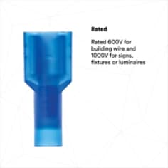 RATED: Rated 600V for building wire and 1000V for signs, fixtures or luminaires