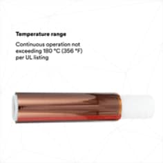 Temperature range: Continuous operation not exceeding 180°C (356°F) per UL listing