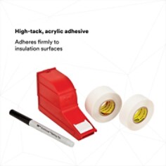 HIGH-TACK, ACRYLIC ADHESIVE:  That adheres firmly to insulation surfaces