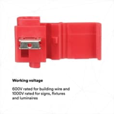 WORKING VOLTAGE: 600V rated for building wire and 1000V rated for signs, fixtures and luminaires