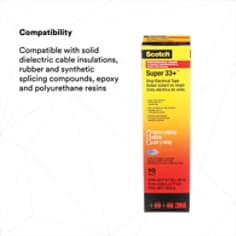 COMPATIBILITY: Compatible with solid dielectric cable insulations, rubber and synthetic splicing compounds, epoxy and polyurethane resins