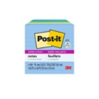 Post-it® Super Sticky Recycled Notes in 4 in x 4 in feature 2x the sticking power. Use for lists or longer notes on doors, windows or walls. Unique adhesive reliably sticks and re-sticks so your message can stay front and center. Lined notes are great for to do lists. Move your to dos with you throughout the day. Keep calm and collected with the soothing blues and greens of the Oasis collection. Colors include Washed Denim, Limeade, Lucky Green, Fresh Mint and Sea Glass. Made with 30% recycled content. Post-it® Super Sticky Notes are recyclable and the paper in Post-it® Super Sticky Notes is sourced from certified, renewable and responsibly managed forests. 6 Pads/Pack, 90 Sheets/Pad.