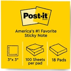 Amazon.com : Post-it Notes, 3x3 in, 18 Pads, America's #1