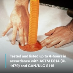 Tested and listed up to 4-hours in accordance with ASTM E814 (UL 1479) and CAN/ULC S115