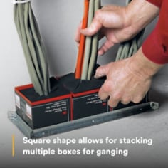 Square shape allows for stacking multiple boxes for ganging