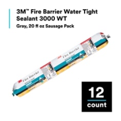 3M™ Fire Barrier Water Tight Sealant 3000 WT, Gray, 20 fl oz Sausage Pack, 12 count