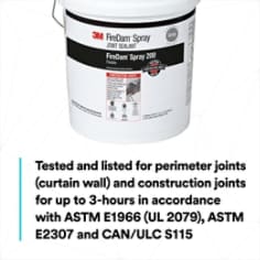Tested and listed for perimeter joints (curtain wall) and construction joints for up to 3-hours in accordance with ASTM E1966 (UL 2079), ASTM E2307 and CAN/ULC S115