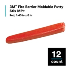 3M™ Fire Barrier Moldable Putty Stix MP+, Red, 1.45 in x 6 in, 12 count