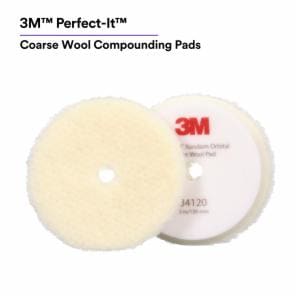 3M™ Perfect-It Random Orbital Wool Compounding Pad 34120, Coarse, White, 5 in (130 mm), 2 Pads/Bag, 6 Bags/Case image 3M™ Perfect-It Random Orbital Wool Compounding Pad 34120, Coarse, White, 5 in (130 mm), 2 Pads/Bag, 6 Bags/Caseimage