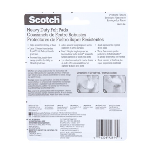 Scotch™ Heavy Duty Felt Pads SP872-NA, Round, Grey, 1 in (2.54 cm)