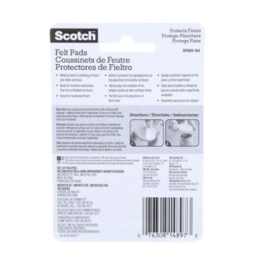 Scotch™ Round Felt Pads SP805-NA, Beige, 3/4 in (1.90 cm)