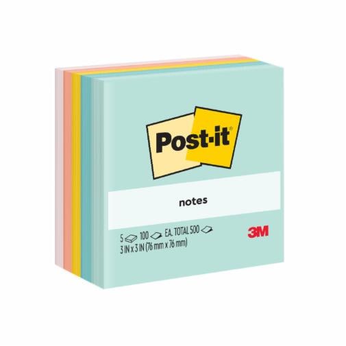 Post-it® Notes 654-5AP, Beachside Cafe, 3 in x 3 in, 100 Sheets x 5 Pads
