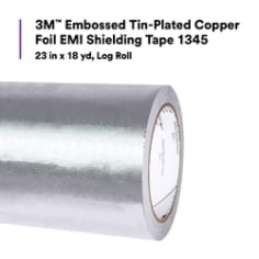 3M™ Embossed Tin-Plated Copper Foil EMI Shielding Tape 1345, 23 in X 18 yd, Log Roll