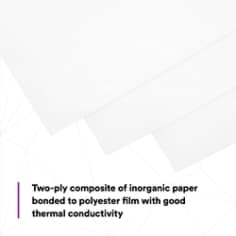 Two-ply composite of inorganic paper bonded to polyester film with good thermal conductivity