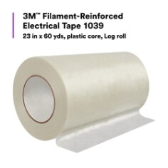 3M™ Filament-Reinforced Electrical Tape 1039, 23 in x 60 yds, plastic core, Log roll