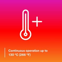 Continuous operation up to 130 °C (266 °F)