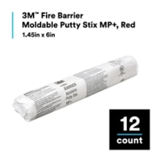 3M™ Fire Barrier Moldable Putty Stix MP+, Red, 1.4 in x 6 in, 10 count