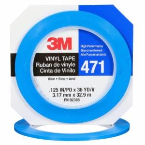 3M™ Vinyl Tape 471, Blue, 1/8 in x 36 yd, 5.2 mil, 144 Roll/Caseimage
