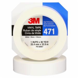 3M™ Vinyl Tape 471, White, 1 in x 36 yd, 5.2 mil, 36 Roll/Caseimage