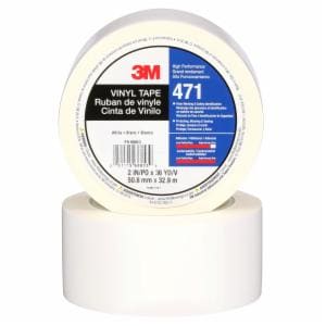 3M™ Vinyl Tape 471, White, 2 in x 36 yd, 5.2 mil, 24 Roll/Case, Individually Wrapped Conveniently Packagedimage