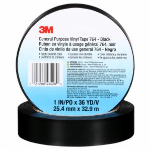 3M™ General Purpose Vinyl Tape 764, Black, 1 in x 36 yd, 5 mil, 36 Roll/Case, Individually Wrapped Conveniently Packaged image 3M™ General Purpose Vinyl Tape 764, Black, 1 in x 36 yd, 5 mil, 36 Roll/Case, Individually Wrapped Conveniently Packagedimage