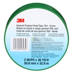 3M™ General Purpose Vinyl Tape 764, Green, 2 in x 36 yd, 5 mil, 24 Roll/Case