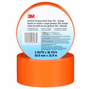3M™ General Purpose Vinyl Tape 764, Orange, 3 in x 36 yd, 5 mil, 12 Roll/Case, Individually Wrapped Conveniently Packagedimage
