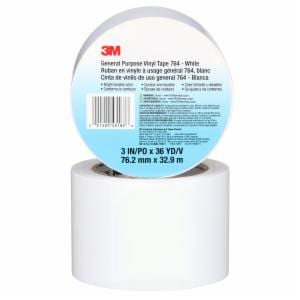 3M™ General Purpose Vinyl Tape 764, White, 3 in x 36 yd, 5 mil, 12 Roll/Case, Individually Wrapped Conveniently Packaged image 3M™ General Purpose Vinyl Tape 764, White, 3 in x 36 yd, 5 mil, 12 Roll/Case, Individually Wrapped Conveniently Packagedimage