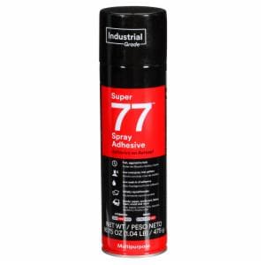 3M™ Super 77 Multipurpose Spray Adhesive, 24 fl oz Can (Net Wt 16.75 oz), 12/Case, NOT FOR SALE IN CA AND OTHER STATES image 3M™ Super 77 Multipurpose Spray Adhesive, 24 fl oz Can (Net Wt 16.75 oz), 12/Case, NOT FOR SALE IN CA AND OTHER STATESimage