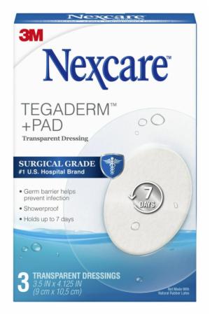 Nexcare Tegaderm + Pad Transparent Dressing H3587, 3.5 in x 4.125 in (9 cm x 10.5 cm), Oval 3ct image Nexcare Tegaderm + Pad Transparent Dressing H3587, 3.5 in x 4.125 in (9 cm x 10.5 cm), Oval 3ctimage