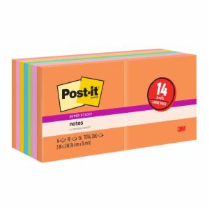 Post-it Super Sticky Notes 654-1260-SSAU, Energy Boost, 3 in x 3 in (76 mm x 76 mm), 100% PEFC, SGSCH-PEFC-COC-110078image