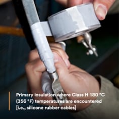 Primary insulation where Class H 180 °C (356 °F) temperatures are encountered [i.e., silicone rubber cables]