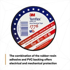 The combination of the rubber-resin adhesive and PVC backing offers electrical and mechanical protection