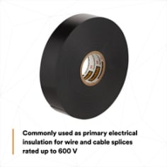 Commonly used as primary electrical insulation for wire and cable splices rated up to 600 V