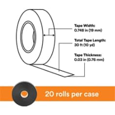 Scotch® Rubber Splicing Tape 23, 3/4 in x 30 ft, Black, 1 roll/carton, 20 rolls/case