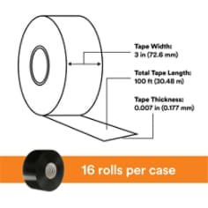 3M™ Scotchrap™ Vinyl Corrosion Protection Tape 50, 3 in x 100 ft, Unprinted, Black, 16 rolls/Case