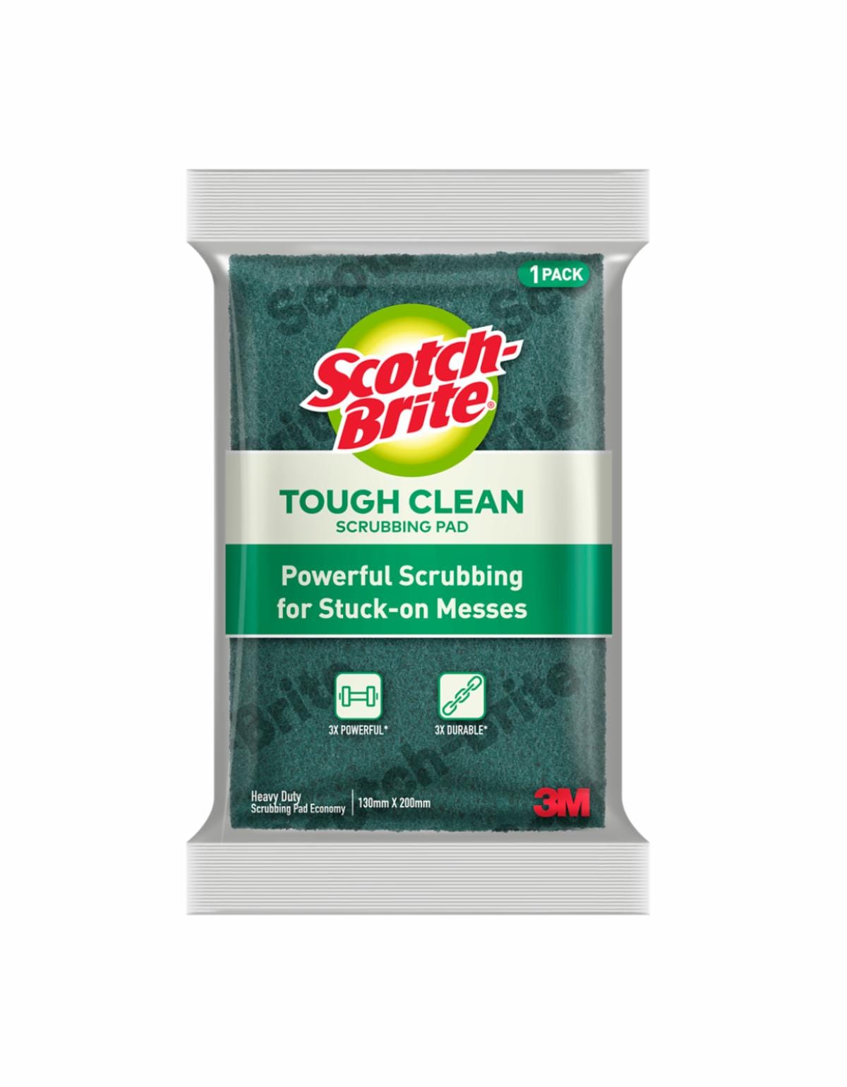 ScotchBrite® Tough Clean Scrub Pad, Economy, 130 mm x 200 mm, 72 Packs