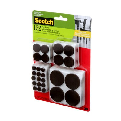 Scotch® Self-Stick Felt Pads, SP847-NA, Brown, 162/ pack