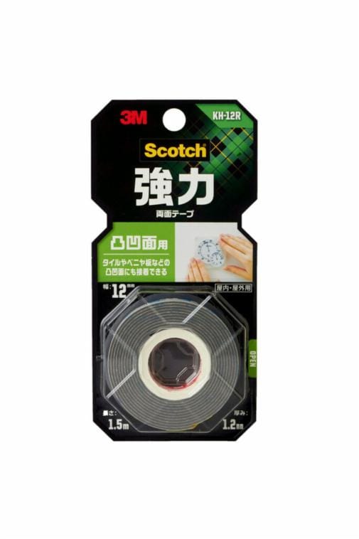 スコッチ® 強力両面テープ 凸凹面用 KH-12R, 12 mm x 1.5 m