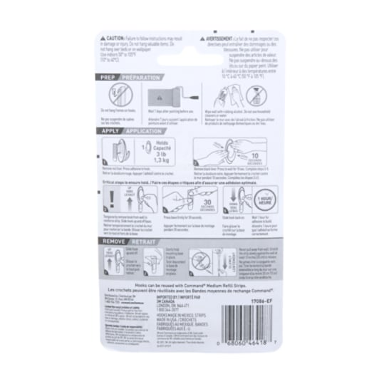 Command™ White Terrace Hooks 17086-EF, 2 hooks, 4 strips